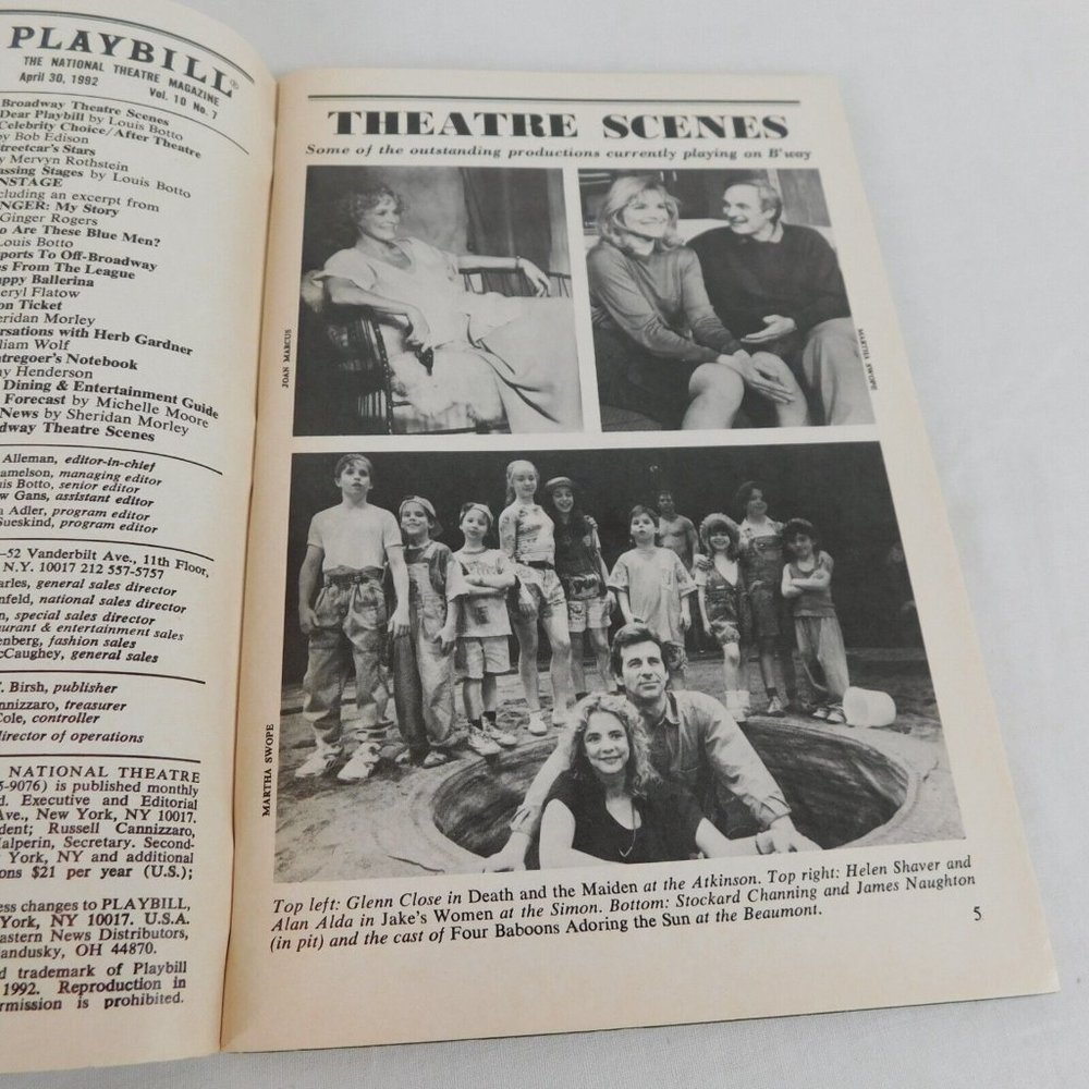 Playbill National Theatre Magazine April 1992 Judd Hirsch Ginger Rogers Blue Man - Picture 5 of 8